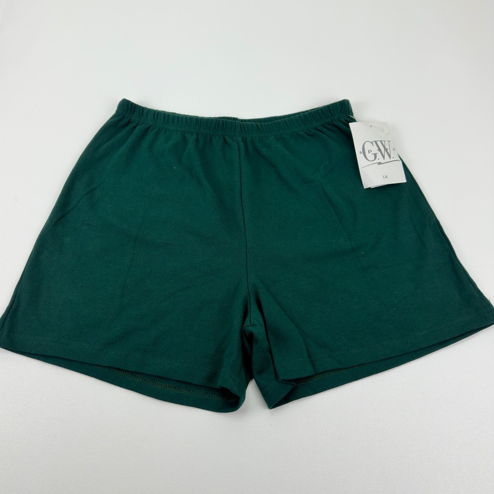 G.W. Sport Womens Plus Size 1X Forest Green Cotton Spandex Knit Shorts NWT USA